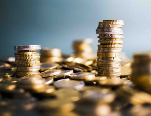 Coin stacks Euro coin stacks isolated in studio shot. Money and finance concept